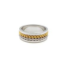 Ring mit 2 drehbaren Ringschienen aus Sterlingsilber, Anti-Stress-Ring