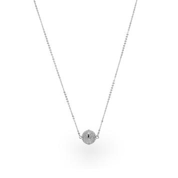 Damenkette mit funkelnder Magnetkugel Silber 42 cm