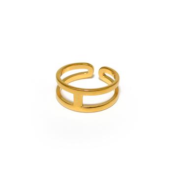 Doppelring mit Steg Gold, verstellbar