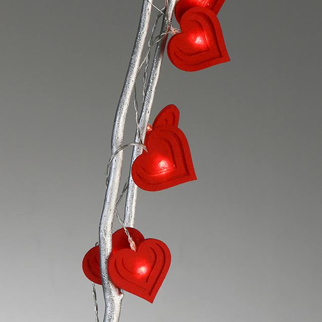 LED Lichterkette rote Herzen - 145 cm für Party, Hochzeit,Valentinstag