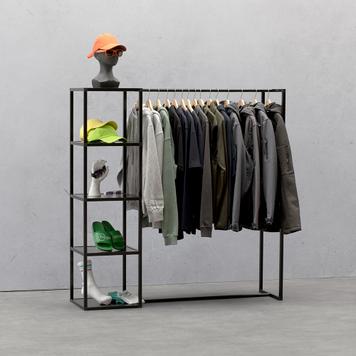 Kleiderständer mit Regal „Construct-Black“