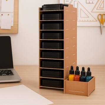 Organizer für Stempelkissen mit Box für Zubehör
