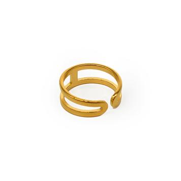 Doppelring mit Steg Gold, verstellbar