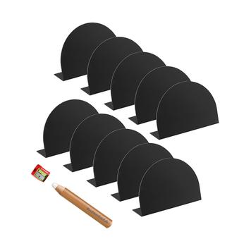 Vorteilspack 10x Tischkreidetafel „Halbkreis“ + 1 Kreidemarker