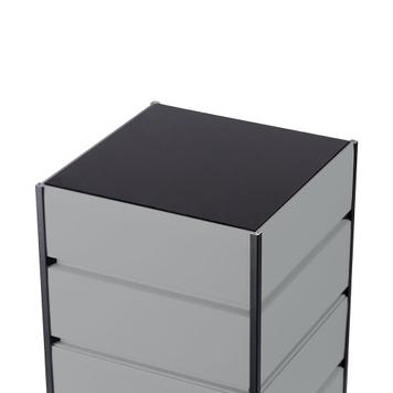 Drehbarer FlexiSlot® Lamellenwand Tischtower „York“ Black Edges