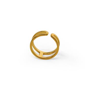 Doppelring mit Steg Gold, verstellbar