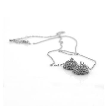 Damenkette mit funkelnder Magnetkugel Silber 42 cm