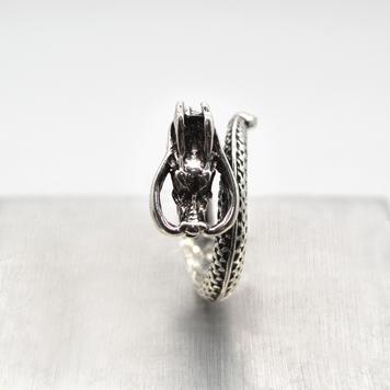Vintage Drachen Ring Silber 20 mm, verstellbar
