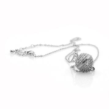 Damenkette mit funkelnder Magnetkugel Silber 42 cm