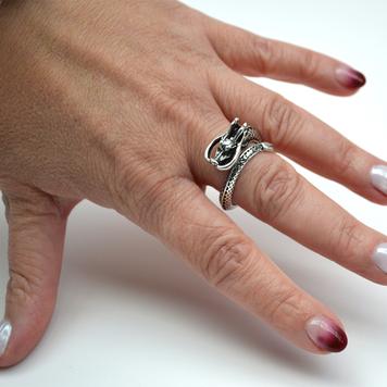 Vintage Drachen Ring Silber 20 mm, verstellbar